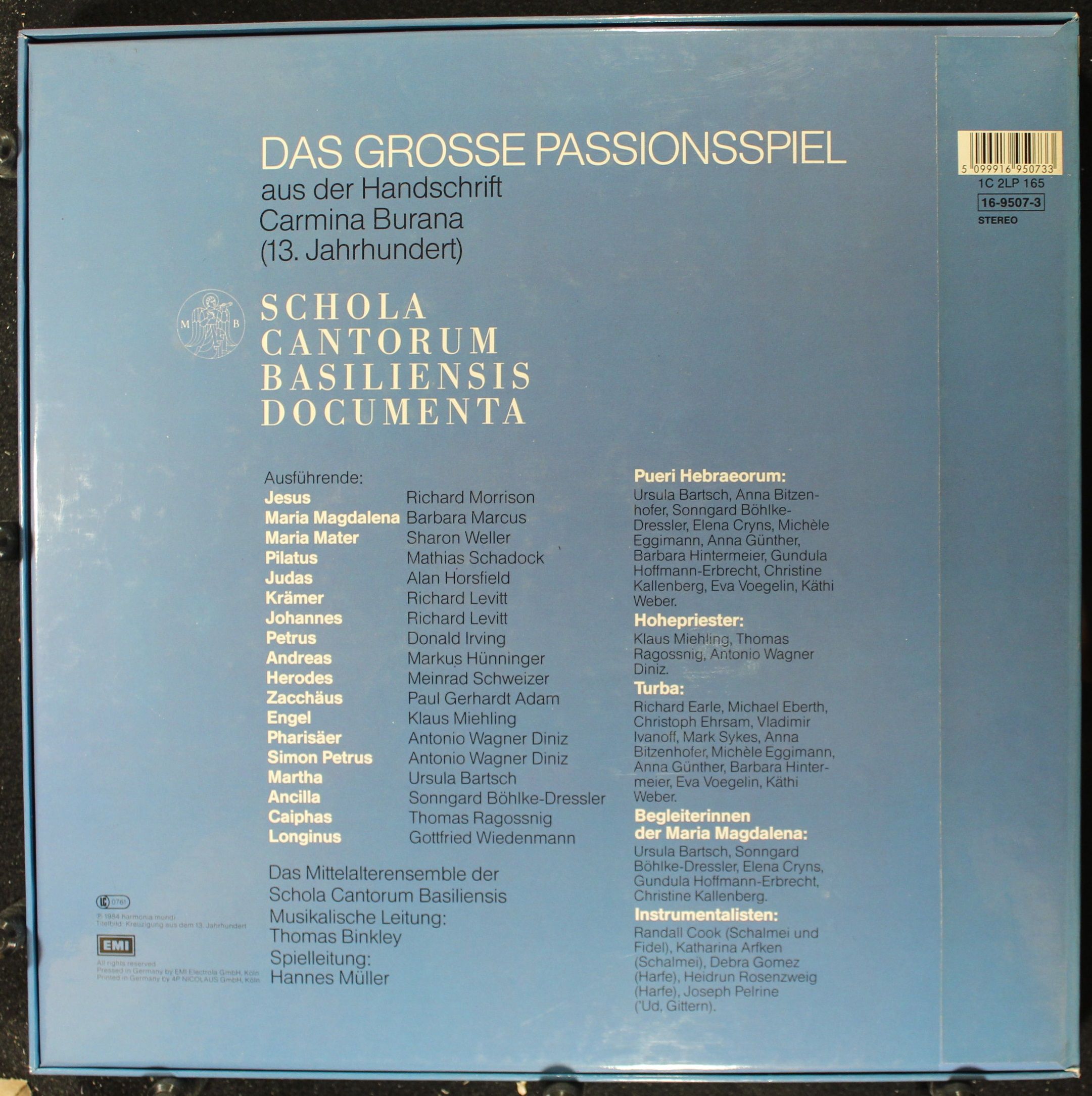 Deutsche Harmonia Mundi 1C 165 16-9507-3 - Schola Cantorum Basil - Image 2
