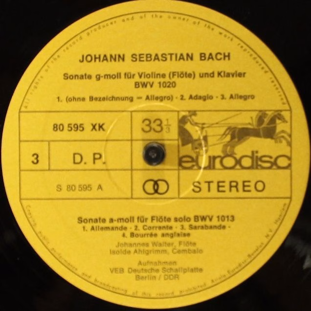 Eurodisc 80 594 XK - Johann Sebastian Bach, Johannes Walter (2), - Image 8