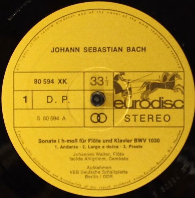 Eurodisc 80 594 XK - Johann Sebastian Bach, Johannes Walter (2), - Image 11