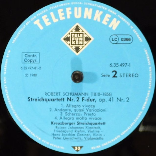 Telefunken 6.35497 - Robert Schumann, Kreuzberger Streichquartet - Image 8