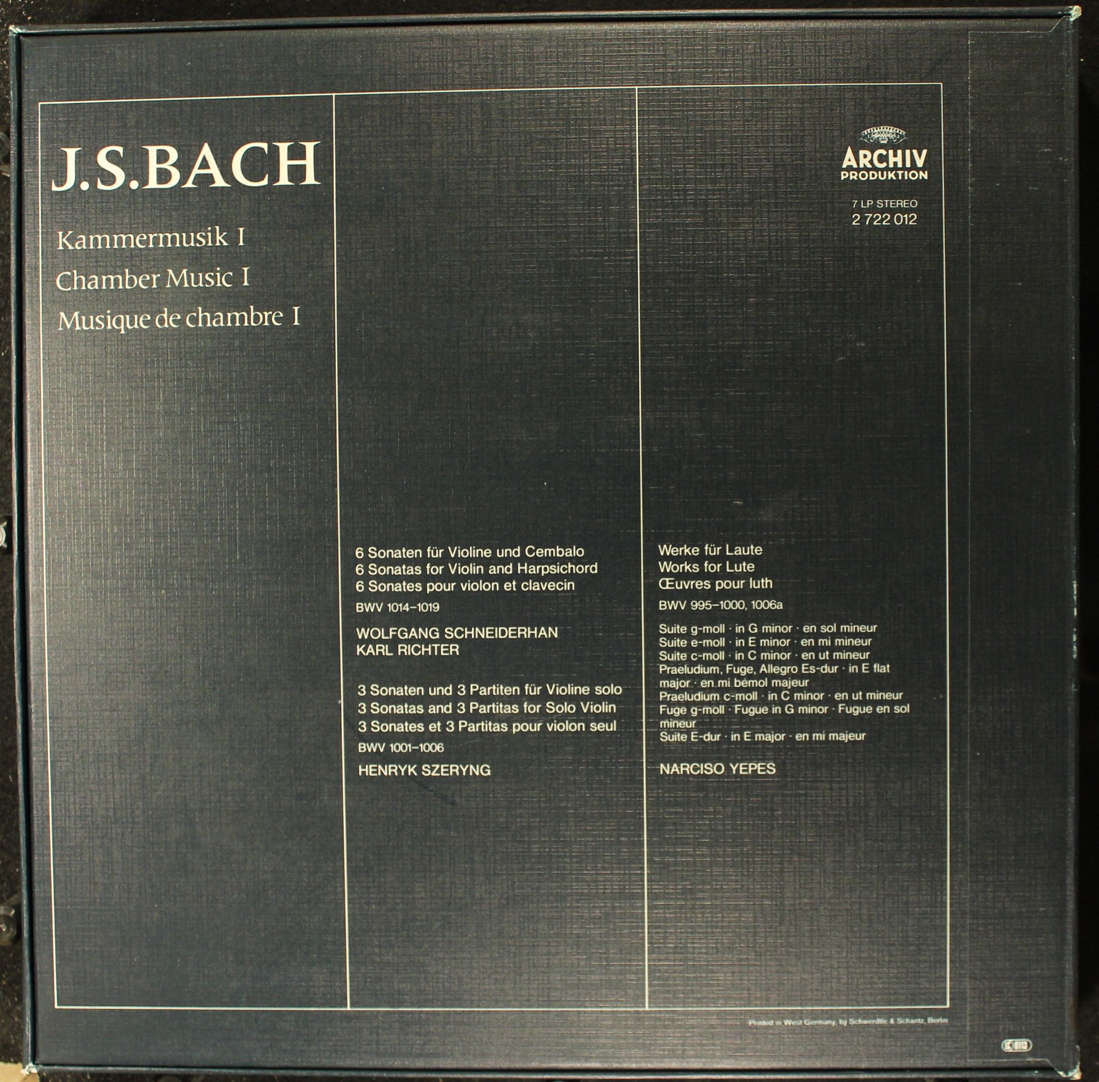 Archiv Produktion 2722 012 - Johann Sebastian Bach - Kammermusik - Image 2