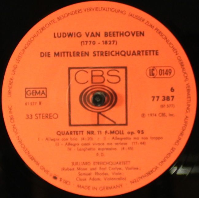 CBS 77 387 - Ludwig van Beethoven, Juilliard String Quartet - Di - Image 13