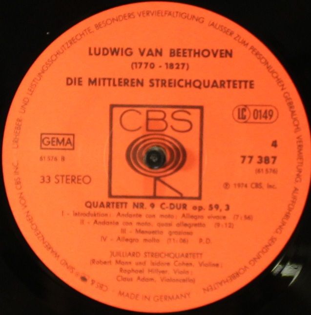CBS 77 387 - Ludwig van Beethoven, Juilliard String Quartet - Di - Image 9