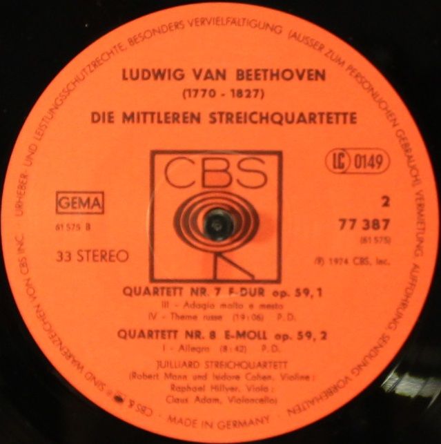 CBS 77 387 - Ludwig van Beethoven, Juilliard String Quartet - Di - Image 11