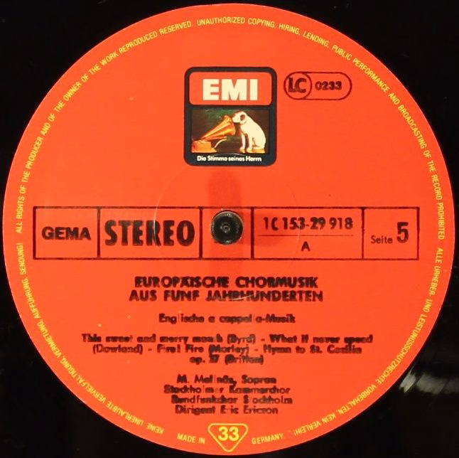 His Master's Voice 1C 153-29 916/9 - Radiokören, Kammarkören, Er - Image 6