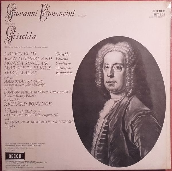 DECCA SET 352 - Giovanni Bononcini, Joan Sutherland, Lauris Elms - Image 2