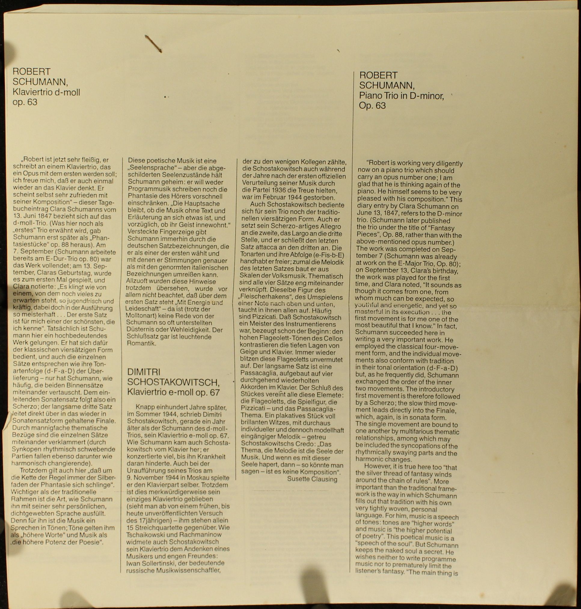 Deutsche Harmonia Mundi DMR 2010 A - Robert Schumann, Dmitri Sho