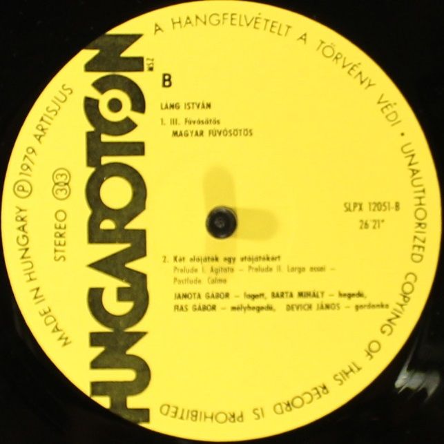 Hungaroton SLPX 12051 - Lang István - Violin Concerto, Wind Quin - Image 3