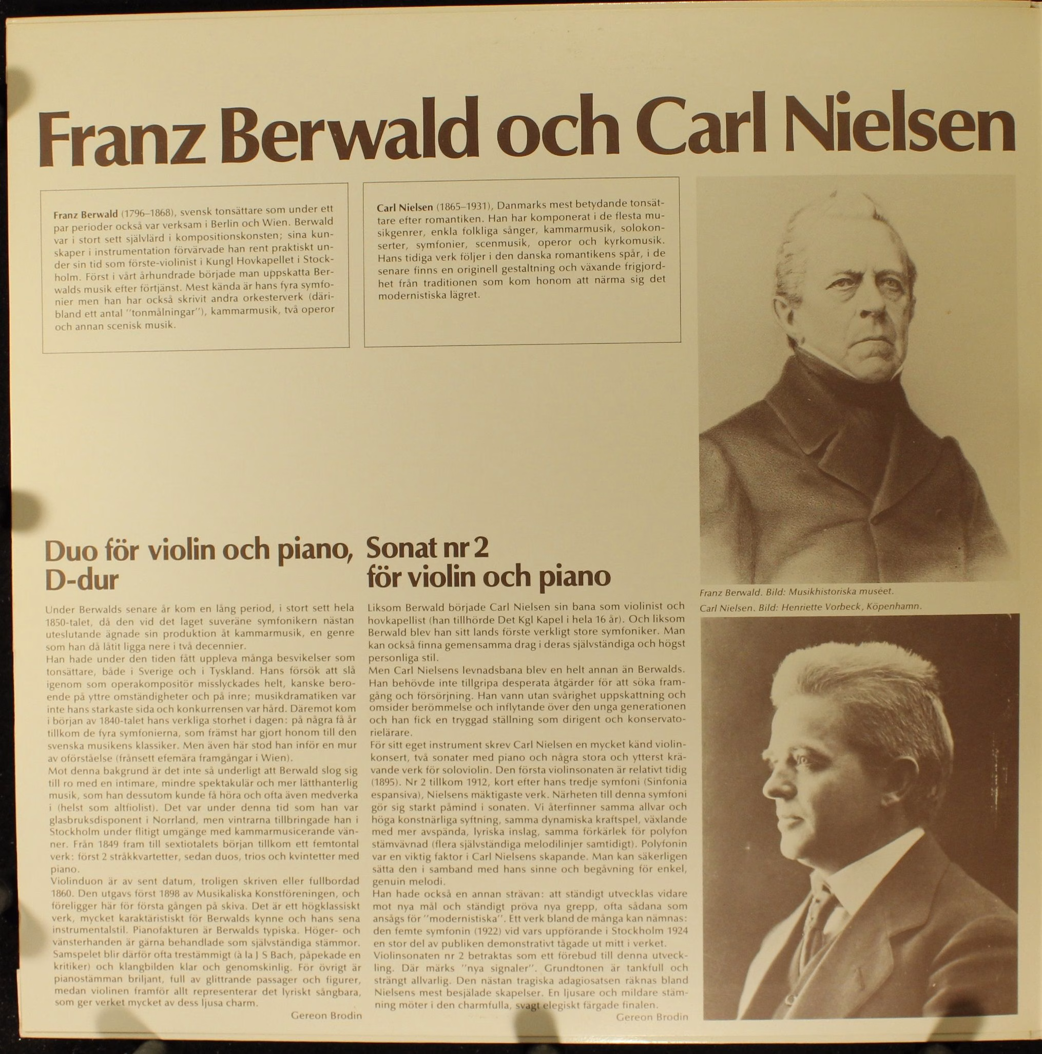 CAPRICE CAP 1053 - Franz Berwald, Carl Nielsen, Josef Grünfarb, - Image 3