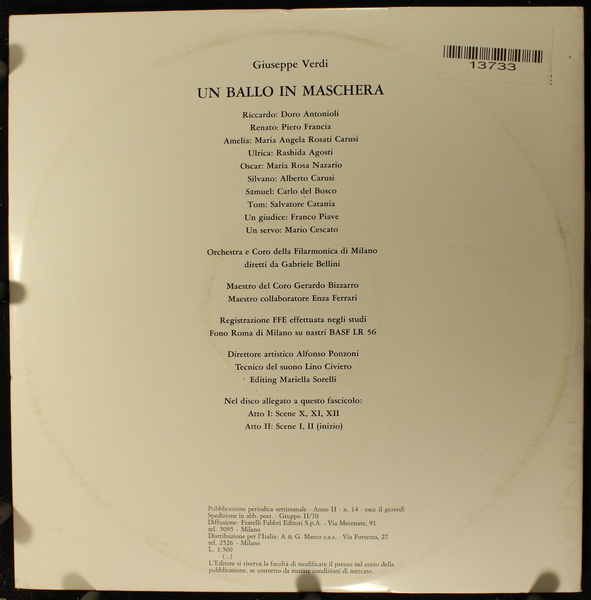 Fratelli Fabbri Editori FFE 268235 - Giuseppe Verdi - Un Ballo I - Image 2