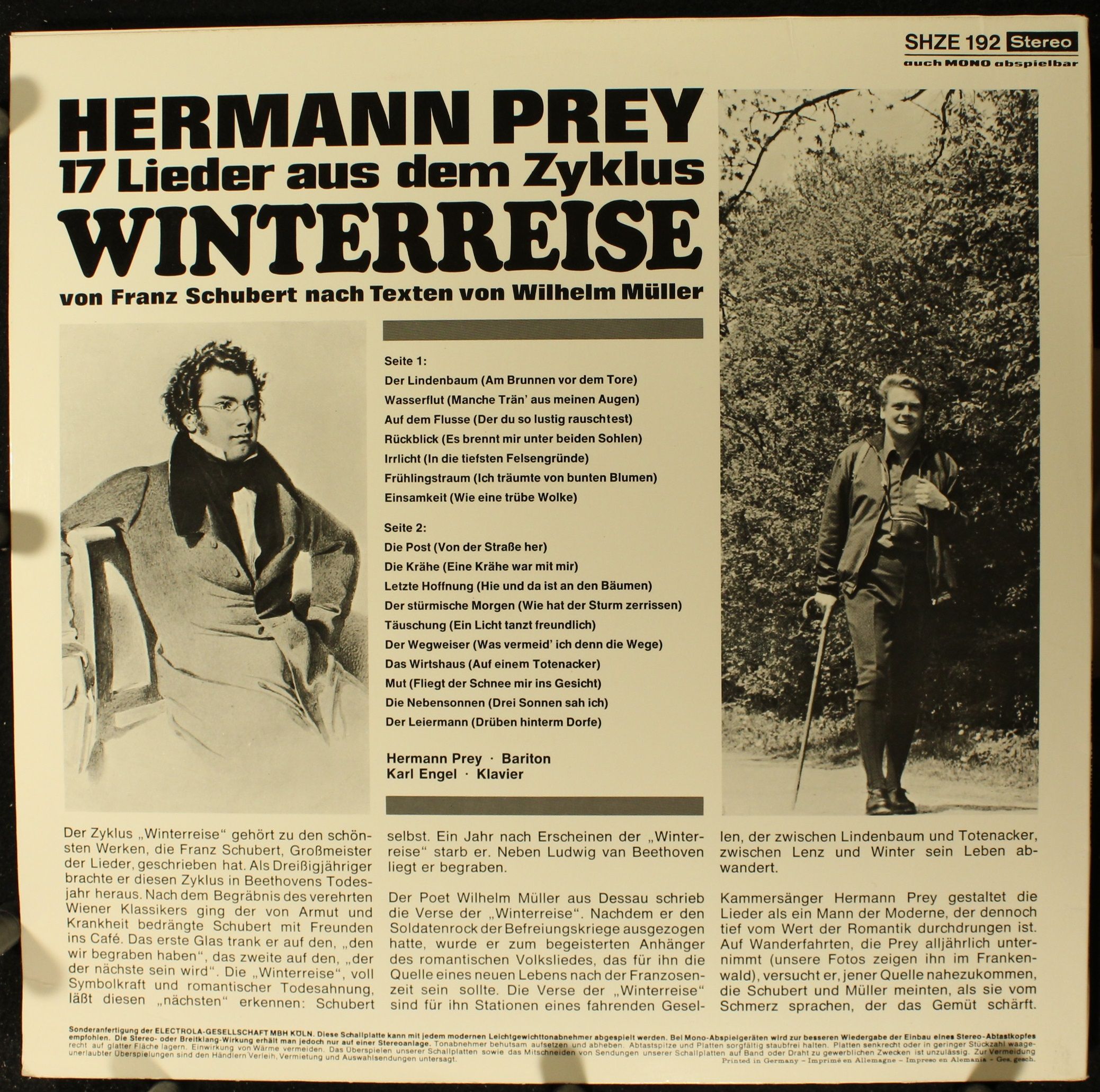 HÖR ZU SHZE 192 - Hermann Prey - Winterreise (17 Lieder Aus Dem - Image 2