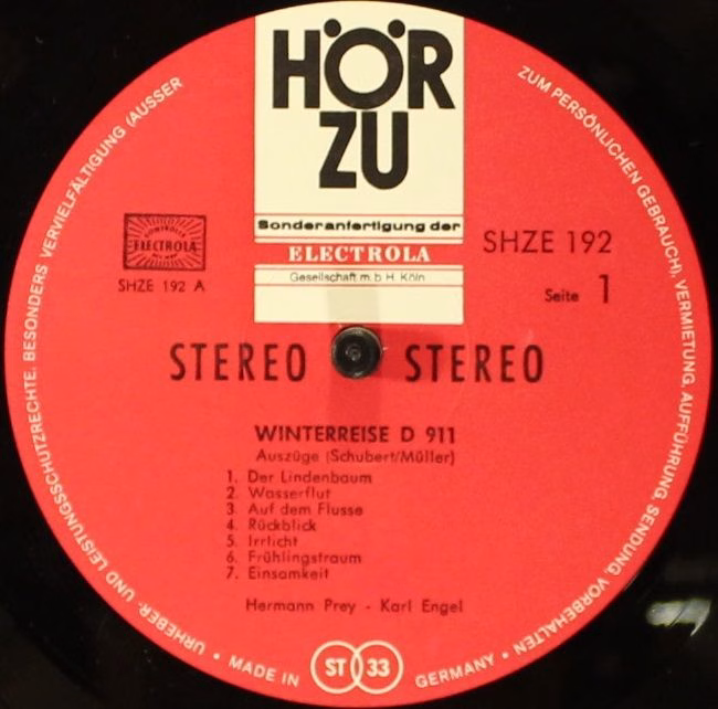 HÖR ZU SHZE 192 - Hermann Prey - Winterreise (17 Lieder Aus Dem - Image 3