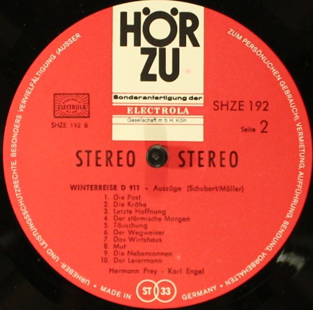 HÖR ZU SHZE 192 - Hermann Prey - Winterreise (17 Lieder Aus Dem - Image 4