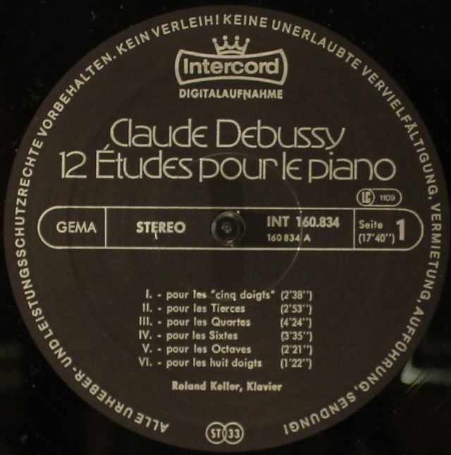 Intercord INT 160.834 - Claude Debussy, Roland Keller - 12 Étude - Image 3