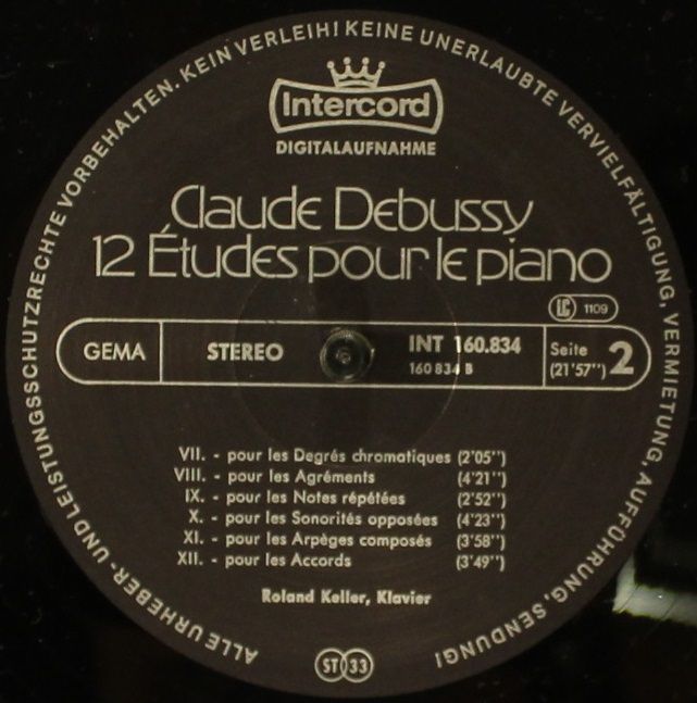 Intercord INT 160.834 - Claude Debussy, Roland Keller - 12 Étude - Image 4