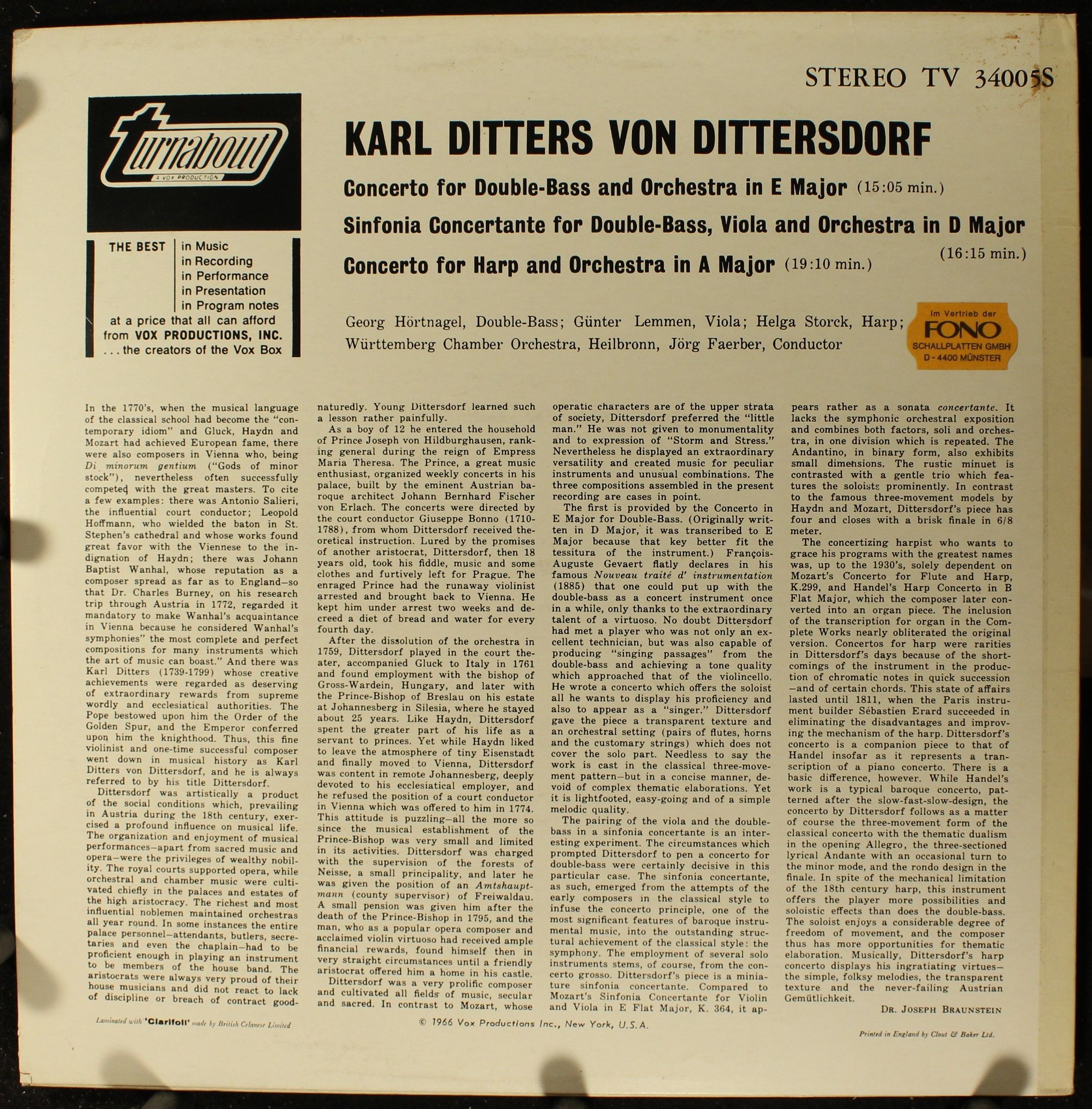 Turnabout TV 34005S - Carl Ditters von Dittersdorf, Georg Hörtna - Image 2