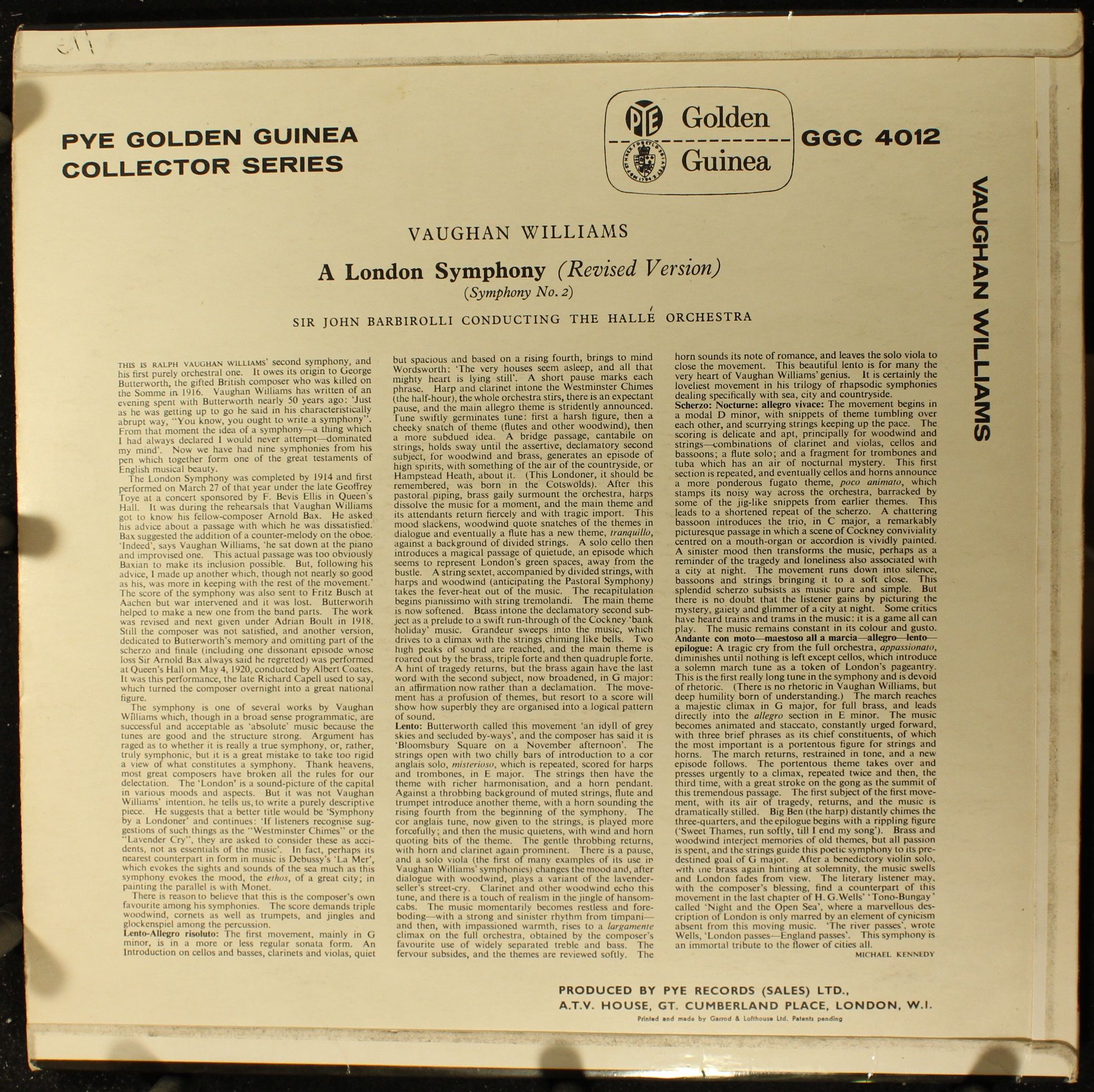 Pye Golden Guinea Records GSGC 14012 - Ralph Vaughan Williams, H - Image 2
