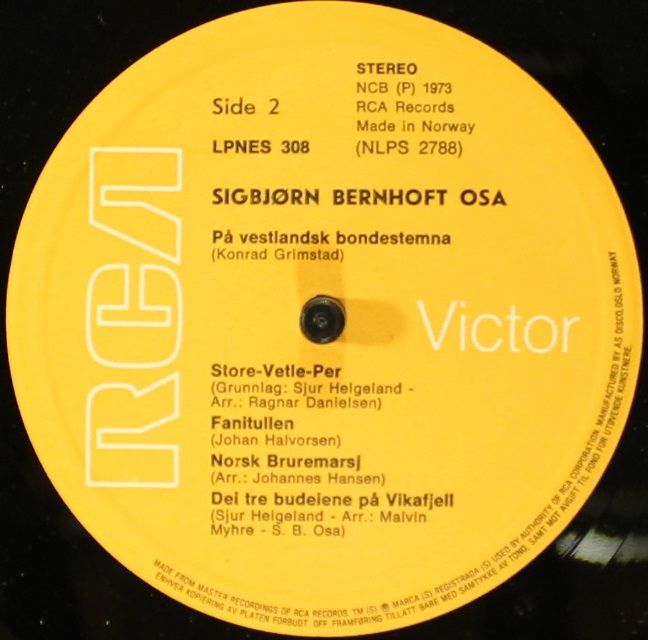 RCA Victor LPNES 308 - Sigbjørn Bernhoft Osa - Sigbjørn Bernhoft - Image 4