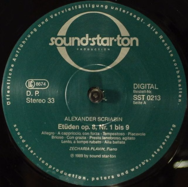 Sound-Star-Ton SST 0213 - Alexander Scriabin, Zecharia Plavin - - Image 3