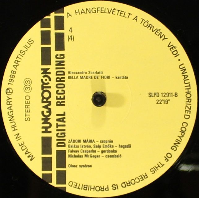 Hungaroton SLPD 12910-11 - Alessandro Scarlatti, Mária Zádori, C - Image 7