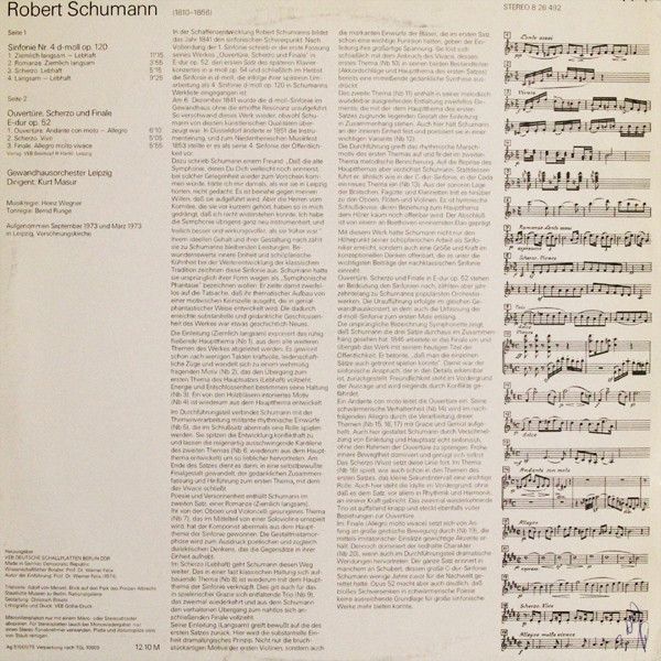Eterna 8 26 492 - Robert Schumann, Gewandhausorchester Leipzig, - Image 2