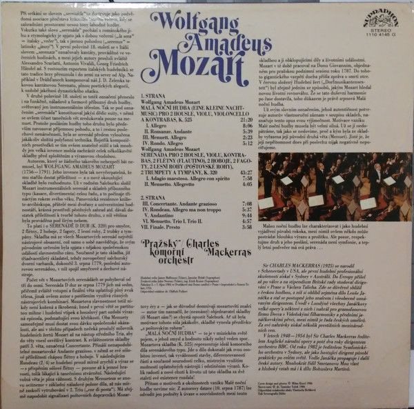 Supraphon 1110 4145 - Wolfgang Amadeus Mozart, Prague Chamber Or - Image 2