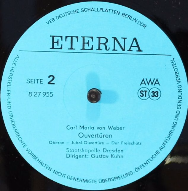Eterna 8 27 955 - Carl Maria Von Weber, Staatskapelle Dresden, G - Image 4