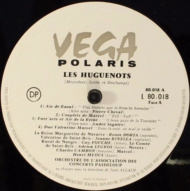 Vega Polaris L 80.018 - Giacomo Meyerbeer, Renée Doria, Jeanne R - Image 3