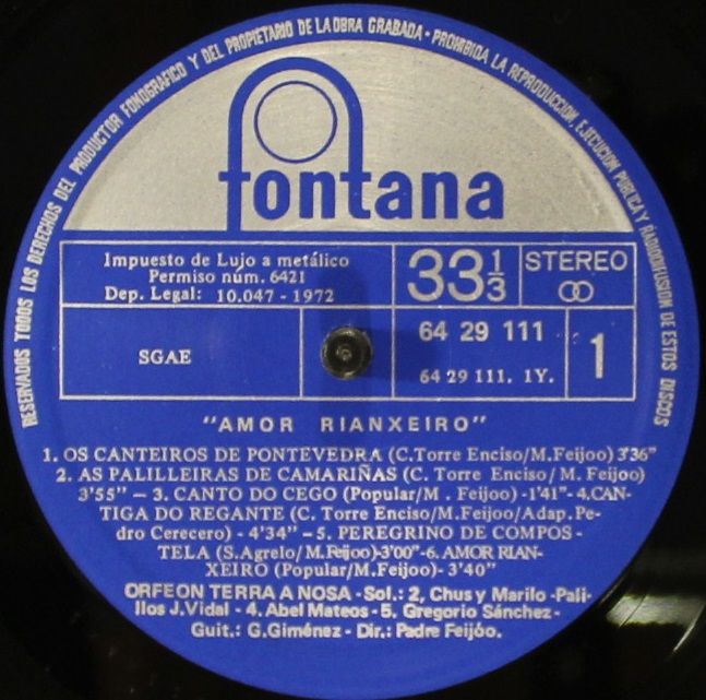 Fontana 64 29 111 - Orfeón Terra A Nosa - Amor Rianxeiro - Image 3