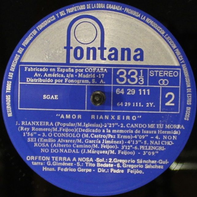 Fontana 64 29 111 - Orfeón Terra A Nosa - Amor Rianxeiro - Image 4