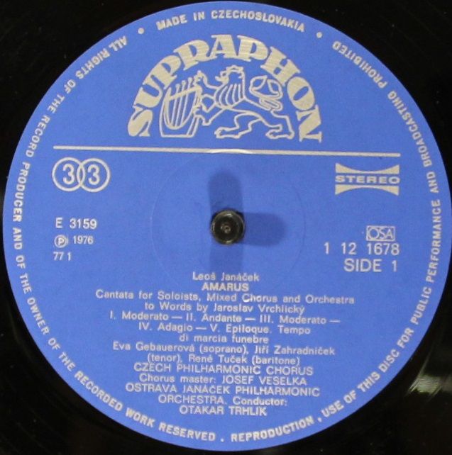 Supraphon 1 12 1678 - Leoš Janáček, Josef Suk (2), Czech Philhar - Image 6