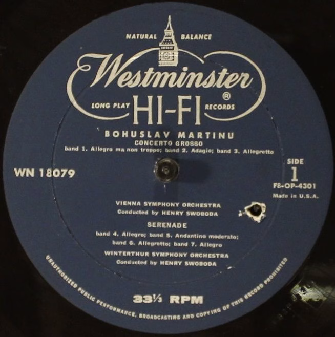 Westminster SWN 18079 - Bohuslav Martinů, Wiener Symphoniker, Wi