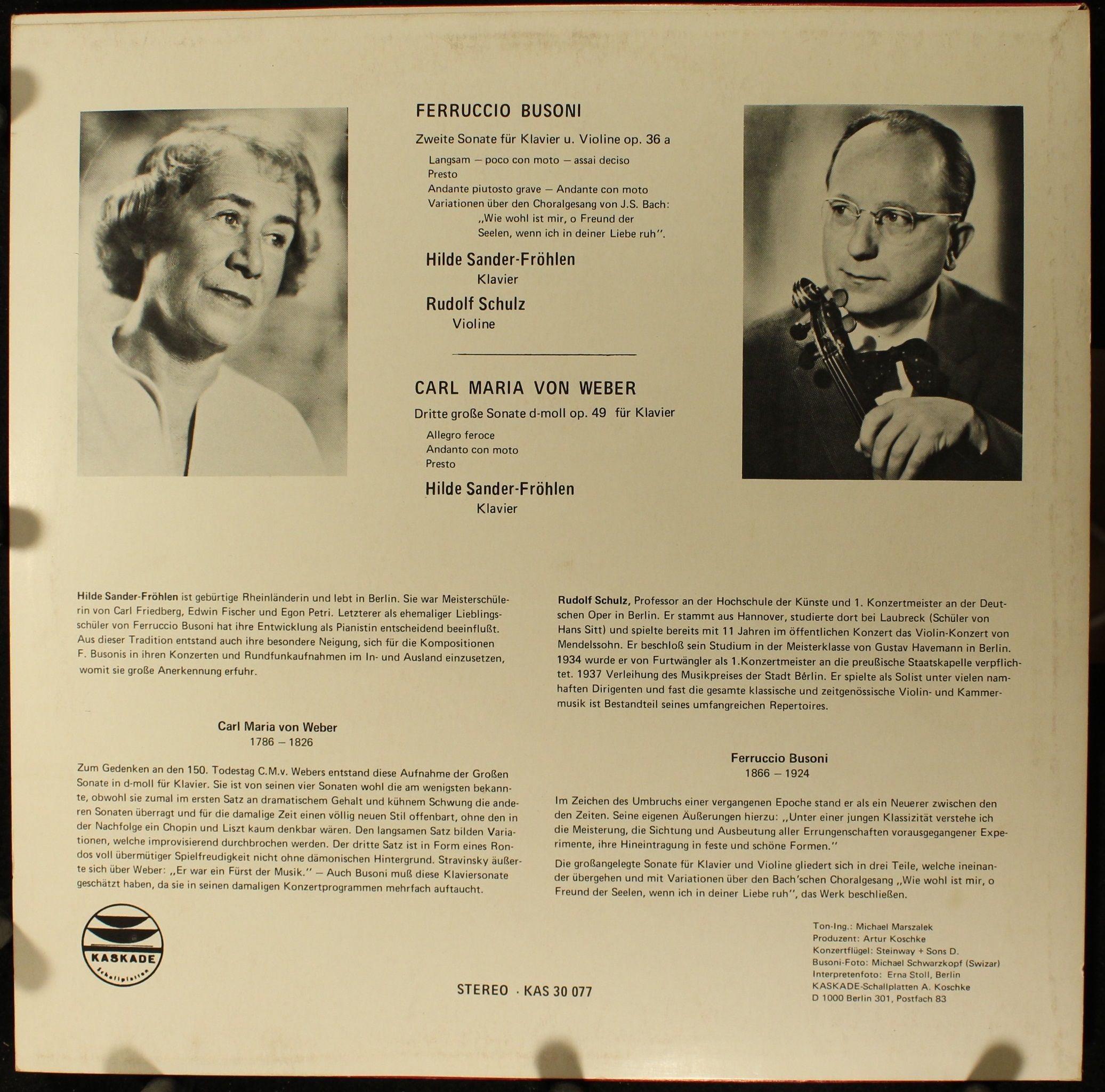 Kaskade KAS 30 007 - Ferruccio Busoni, Carl Maria von Weber, Hil - Image 2