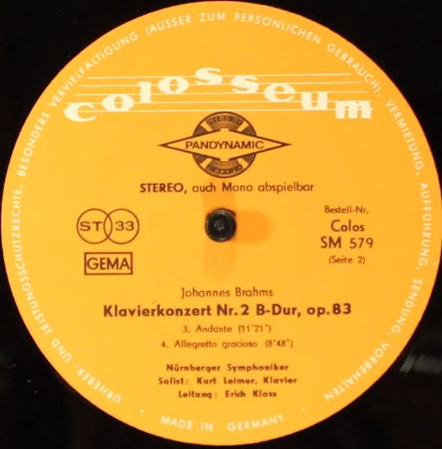 Colosseum Colos SM 579 - Kurt Leimer, Johannes Brahms, Nürnberge - Image 6