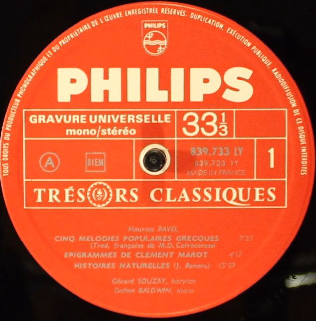 Philips 839 733 LY - Maurice Ravel, Gérard Souzay - Cinq Mélodie - Image 5
