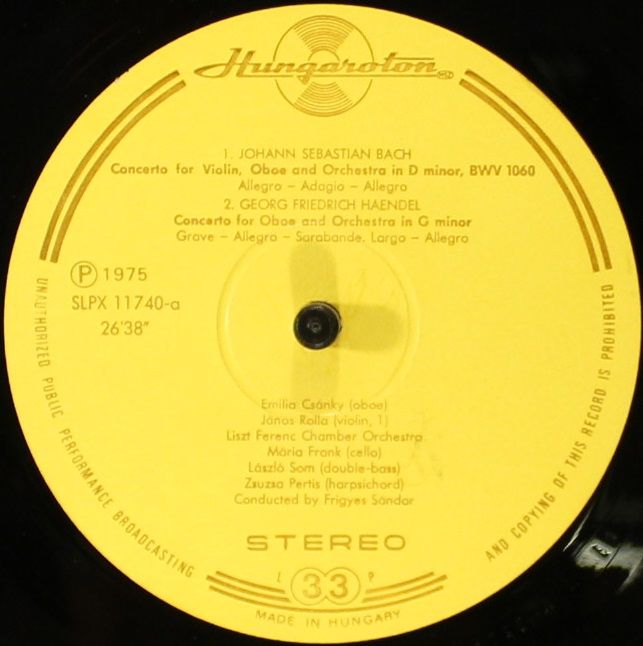 Hungaroton SLPX 11740 - Johann Sebastian Bach, Georg Friedrich H - Image 4