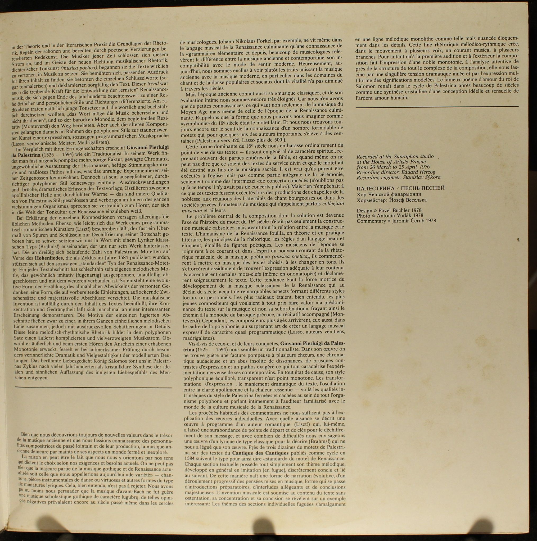 Supraphon 1412 2141-2 - Giovanni Pierluigi da Palestrina, Czech - Image 4