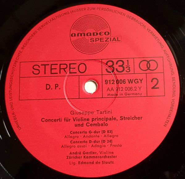 Amadeo 912 006 WGY - Giuseppe Tartini, André Gertler, Zürcher Ka - Image 3