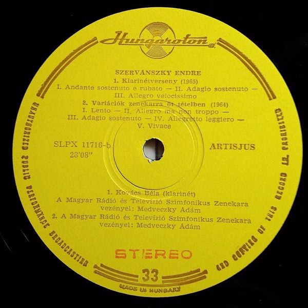 Hungaroton SLPX 11716 - Endre Szervánszky, Béla Kovács, The Mixe - Image 4