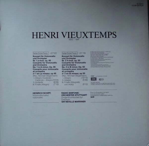His Master's Voice 15 238 9 - Henri Vieuxtemps, Heinrich Schiff, - Image 2