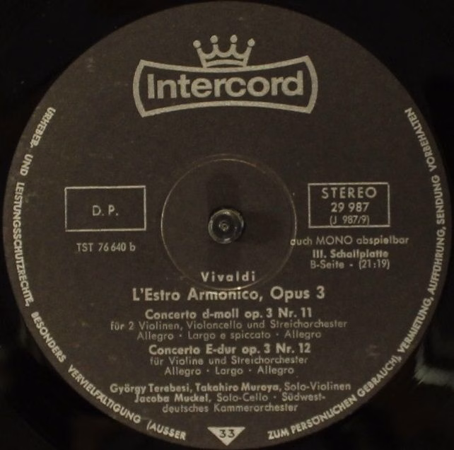 Intercord 29 987 - Antonio Vivaldi, Südwestdeutsches Kammerorche - Image 8