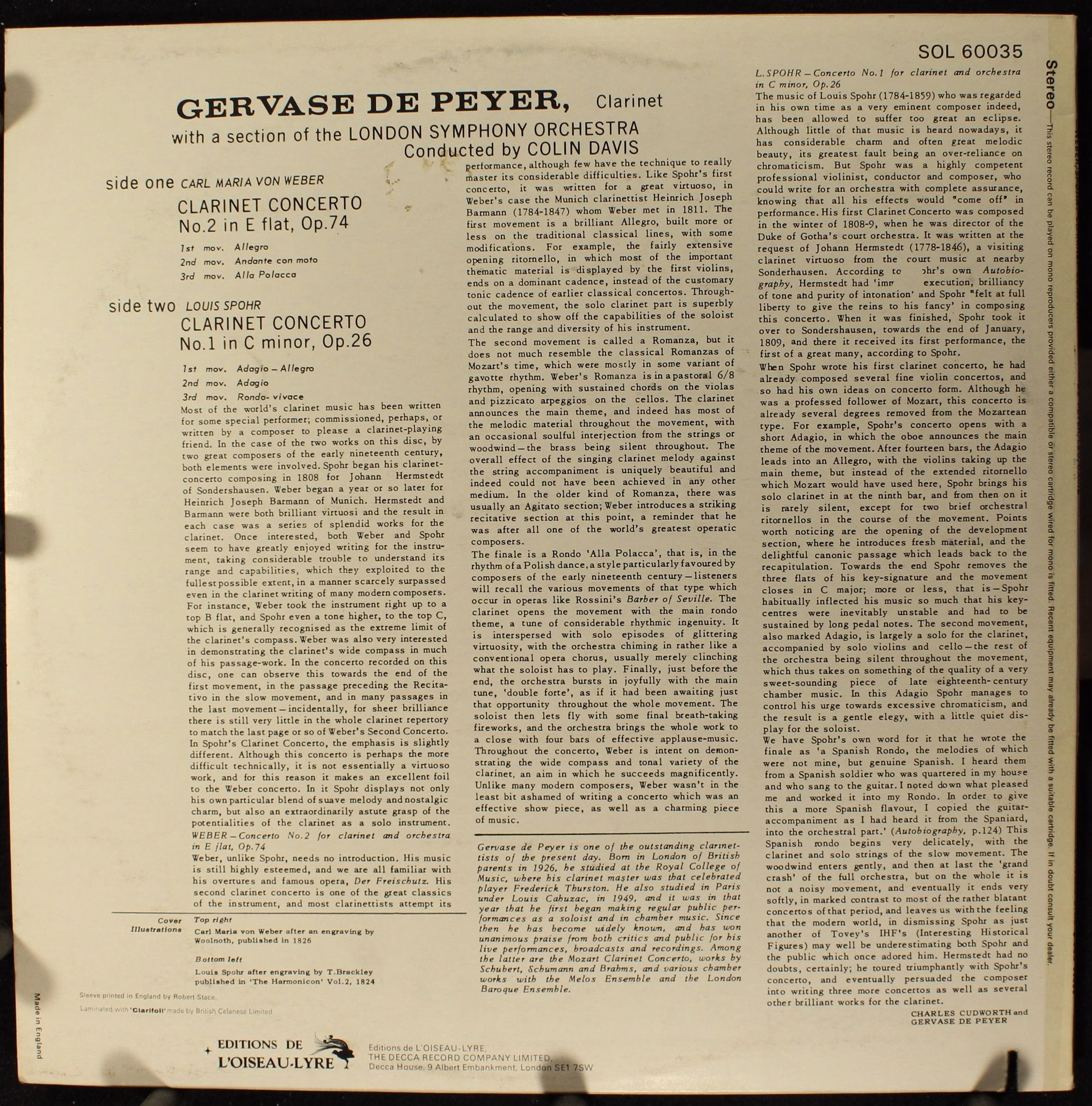 L'Oiseau-Lyre SOL 60035 - Carl Maria von Weber, Louis Spohr, Ger - Image 2
