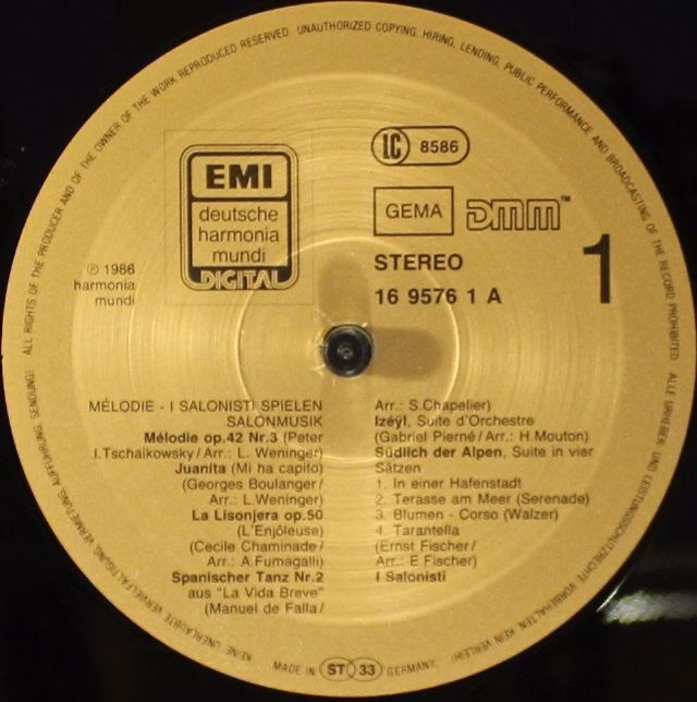 EMI 16 9576 1 - I Salonisti - Melodie - I Salonisti Spielen Salo - Image 3