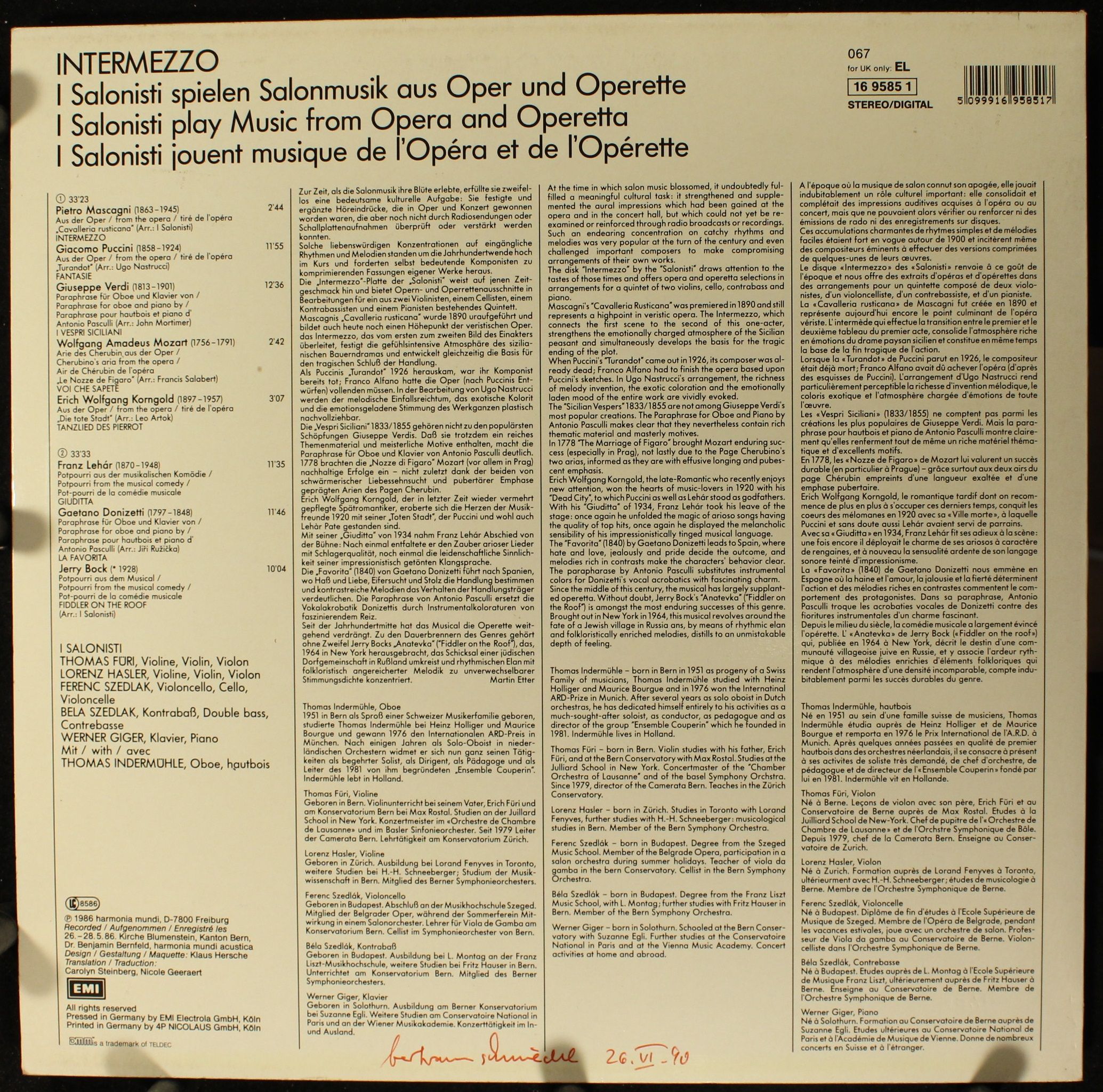 Deutsche Harmonia Mundi 16 9585 1 - I Salonisti, Thomas Indermüh - Image 2