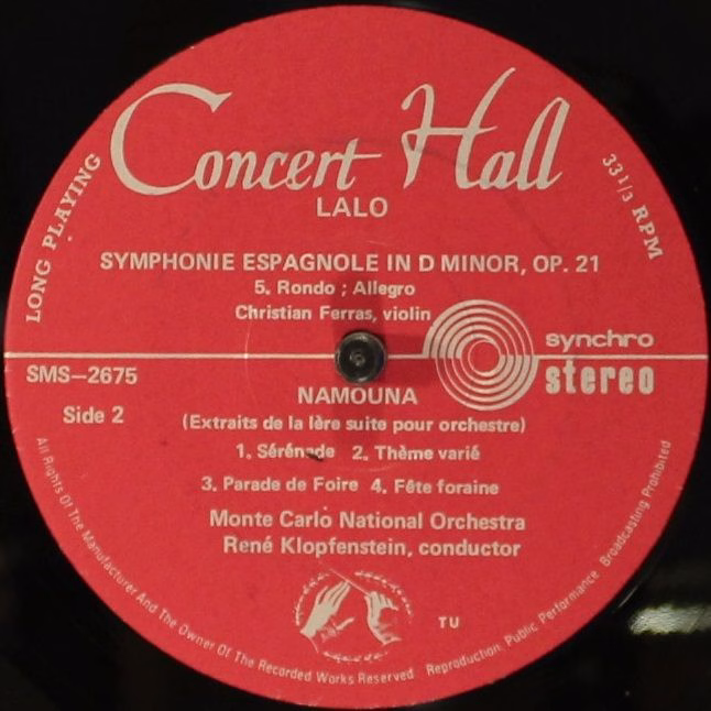 Concert Hall SMS 2675 - Édouard Lalo, Christian Ferras, Orchestr - Image 4