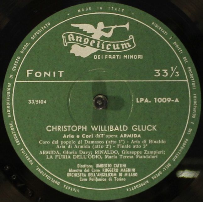 Disco Angelicum LPA - 1009 - Christoph Willibald Gluck - Arie E - Image 3