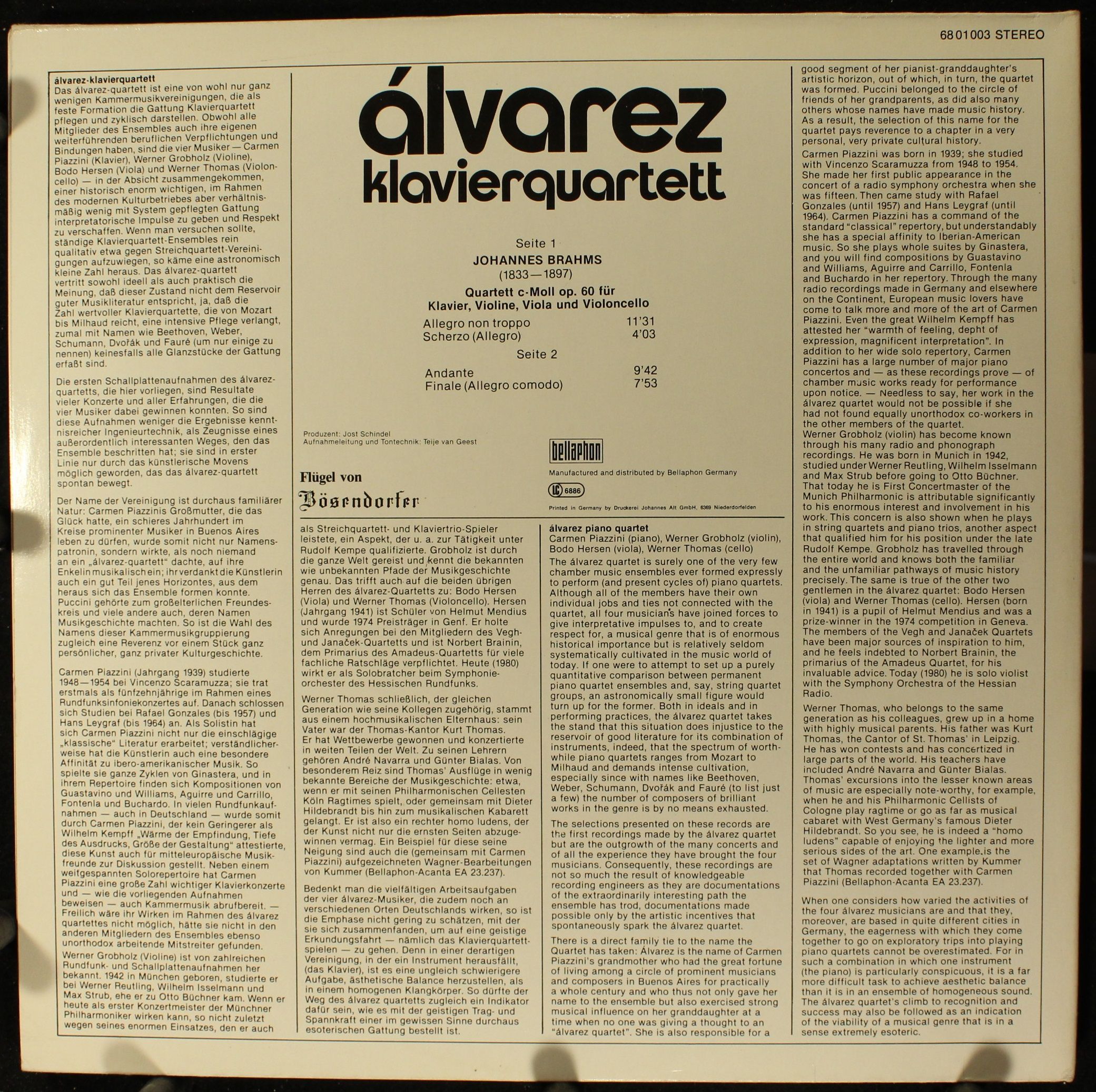 Bellaphon 68 01 003 - Álvarez Klavierquartett, Gabriel Fauré, Gu - Image 2