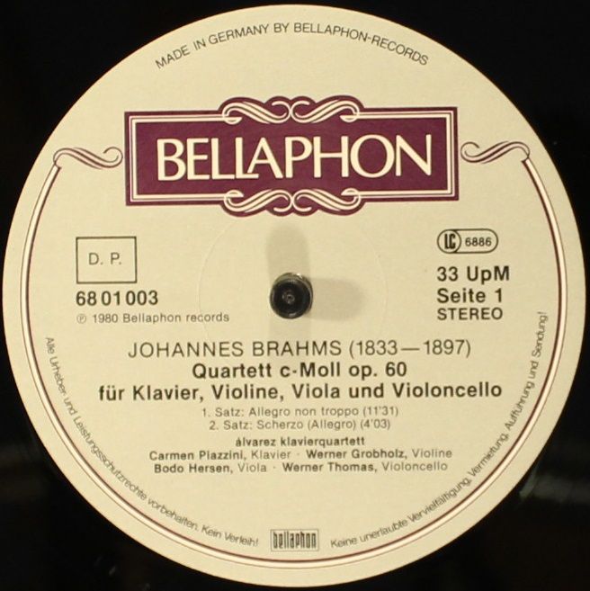 Bellaphon 68 01 003 - Álvarez Klavierquartett, Gabriel Fauré, Gu - Image 6