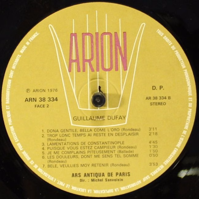 ARION ARN 38 334 - Guillaume Dufay, Ars Antiqua De Paris, Michel - Image 6