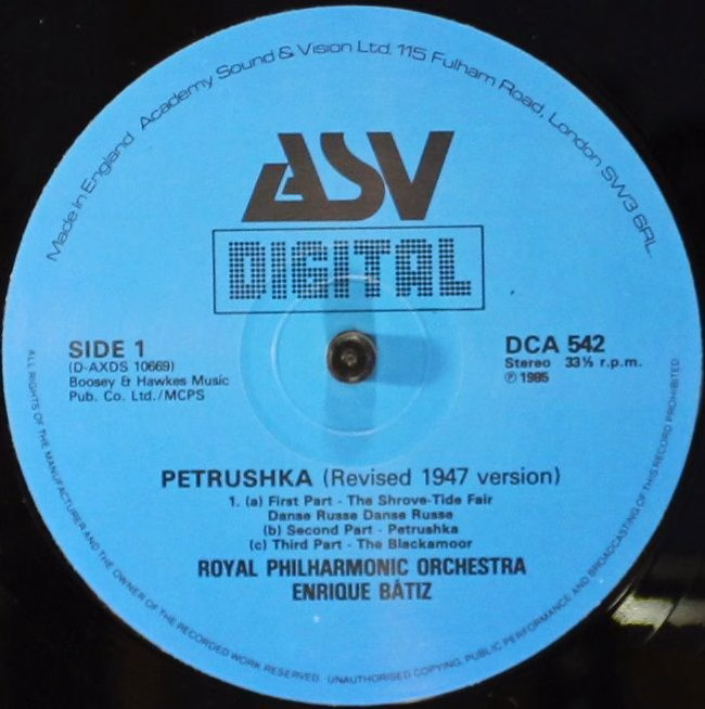 ASV Digital DCA 542 - Igor Stravinsky, Royal Philharmonic Orches - Image 3